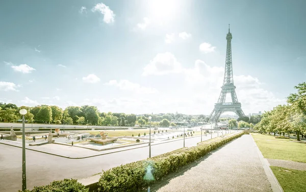 Sonniger Morgen Und Eiffelturm Paris Frankreich — Stockfoto