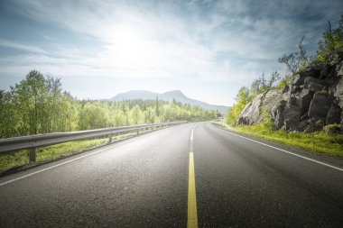 Norveç 'teki Lofoten adalarında yaz yolu.