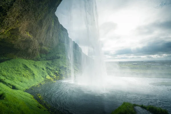 Водоспад Сельяландфосс Літній Час Ісландія Ліцензійні Стокові Фото