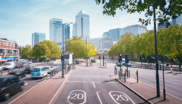 Estrada Para Canary Wharf Londres Reino Unido — Fotografia de Stock