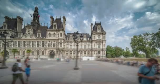Hiperlapse Paris City Hall Hotel Ville Francja — Wideo stockowe