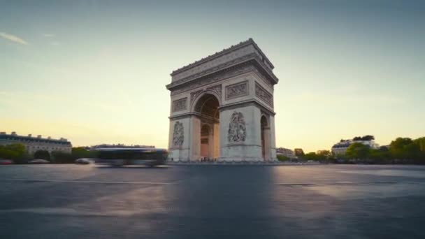 Hyper Lapse Triumfální Oblouk Při Východu Slunce Paříž Francie — Stock video