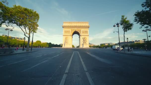 Łuk Triumfalny Wschodzie Słońca Paryż Francja — Wideo stockowe