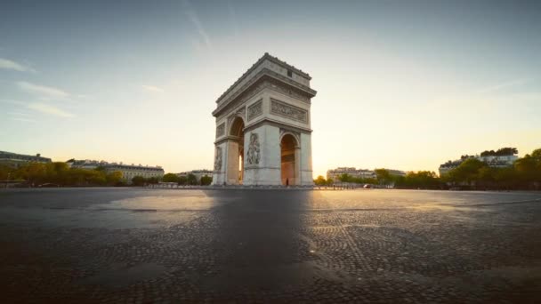 Triumphbogen Bei Sonnenaufgang Paris Frankreich — Stockvideo