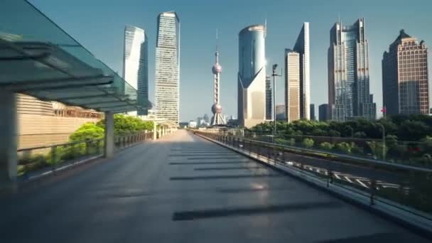 Hyper Lapse Pudong Financieel District Shanghai China — Stockvideo