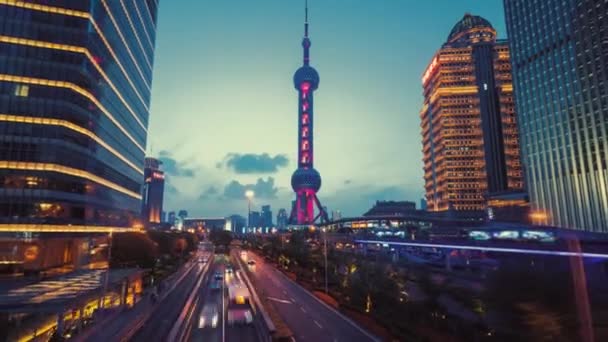 Гиперпровал Дорога Финансовом Центре Шанхая Луцзяи Китай — стоковое видео