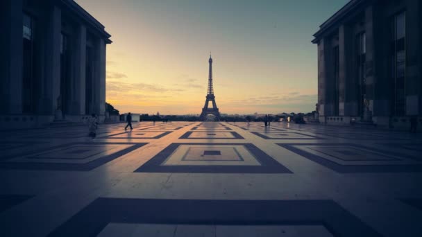 Nascer Sol Torre Eiffel Partir Trocadero Paris França — Vídeo de Stock