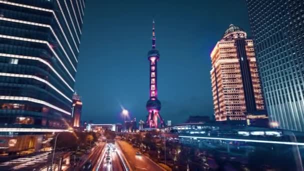 Hiper Lapse Drogi Szanghaju Lujiazui Centrum Finansowe Chiny — Wideo stockowe