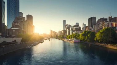 Günbatımının zamanı, Yarra Nehri, Melbourne, Victoria, Avustralya
