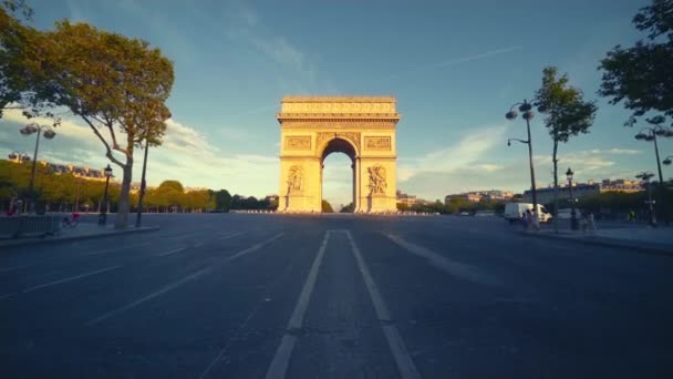 Triumfální Oblouk Při Východu Slunce Paříž Francie — Stock video