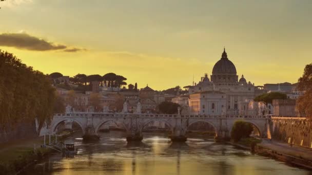 Časová Prodleva Baziliky Petra Most Sant Angelo Vatikán Řím Itálie — Stock video