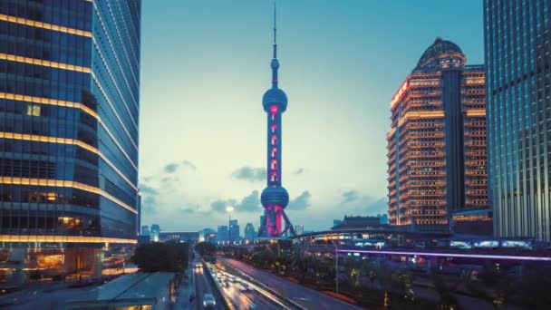 Hyper Lapse Silnice Šanghaji Lujiazui Finanční Centrum Čína — Stock video