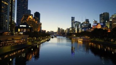 Gece, Yarra Nehri, Melbourne, Victoria, Avustralya