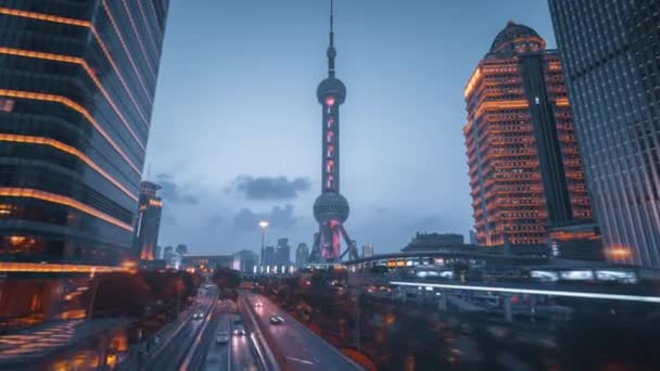 Hiper Lapse Drogi Szanghaju Lujiazui Centrum Finansowe Chiny — Wideo stockowe