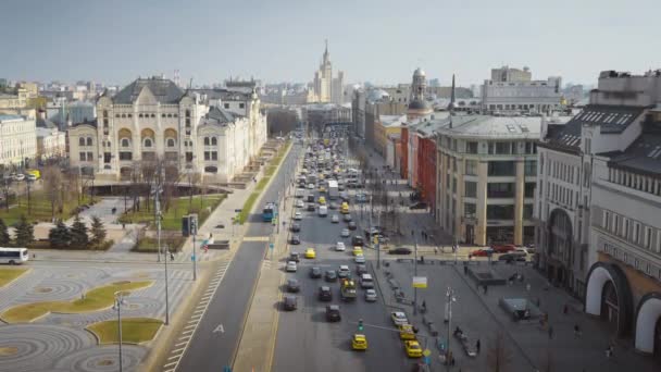 Lubyanka Distriktet Och Novaja Torget Vårdagen Hitorical Centrum Moskva Stad — Stockvideo