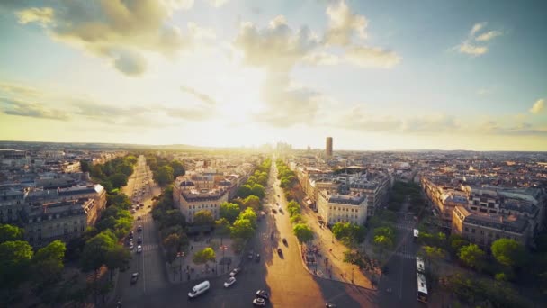 Vedere Paris Din Arcul Triumf Franța — Videoclip de stoc