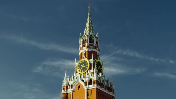 Hiper Lapso Del Reloj Del Kremlin Torre Spasskaya Moscú Rusia — Vídeo de stock