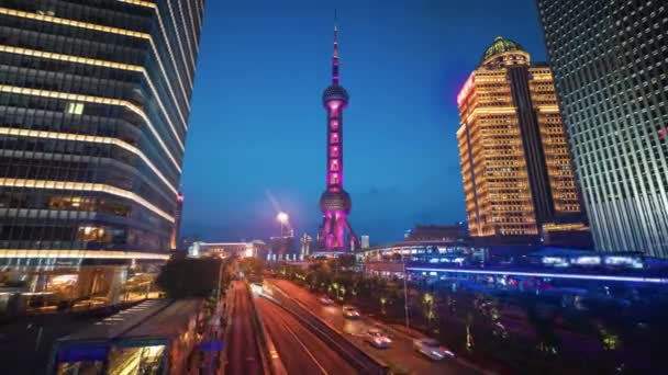 Hyper Lapse Estrada Xangai Lujiazui Centro Financeiro China — Vídeo de Stock