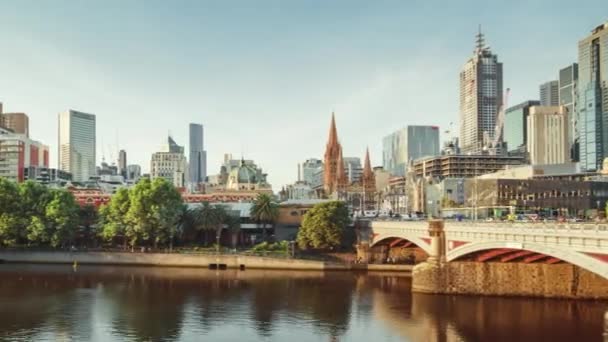 Гиперапс Заката Река Ярра Мельбурн Виктория Австралия — стоковое видео