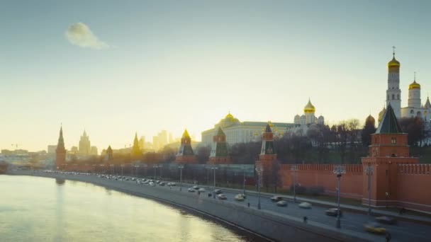 Hyper Lapse Van Moskouse Rivier Het Kremlin Paleis Rusland — Stockvideo