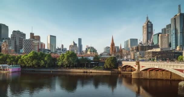 Hyperzápad Slunce Řeka Yarra Melbourne Victoria Austrálie — Stock video