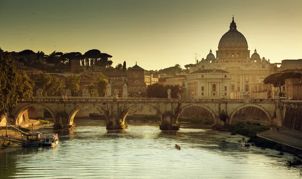 View on Tiber and St Peter Basilica in Vatican Stock Photo