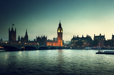 Big ben ile westminster günbatımı, Londra, İngiltere 