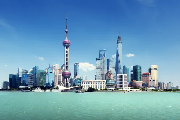 Shanghai skyline and sunny day — Stock Photo, Image