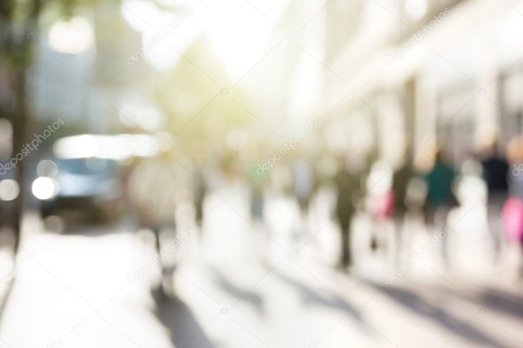 People in bokeh, street of London