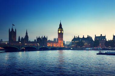 Big ben ile westminster günbatımı, Londra, İngiltere 