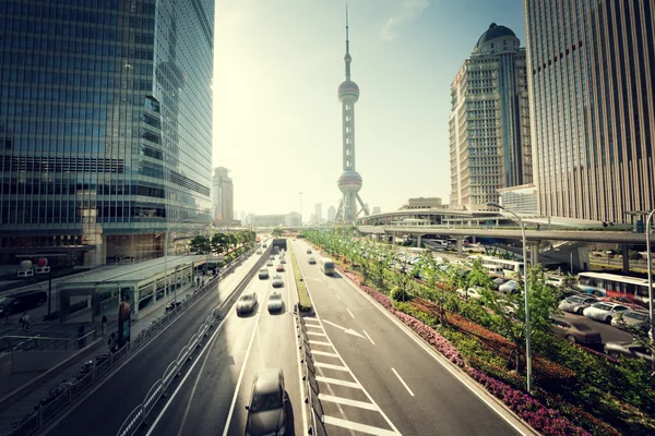 Road in shanghai lujiazui financial center — Stock Photo, Image