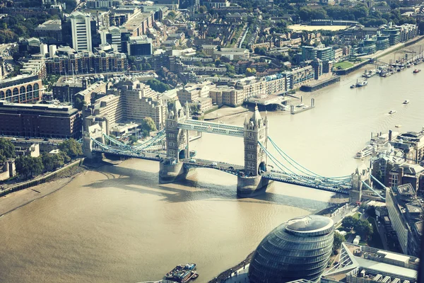London air view with Tower Bridge, UK — стокове фото
