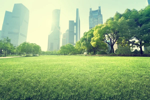Πάρκο στο οικονομικό κέντρο lujiazui, Σαγκάη, Κίνα — Φωτογραφία Αρχείου