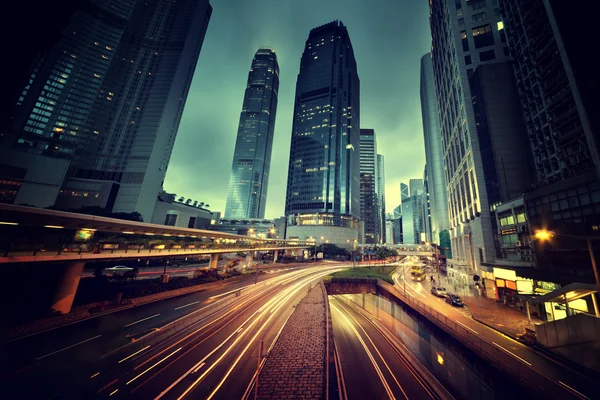 Tráfico en Hong Kong al atardecer — Foto de Stock