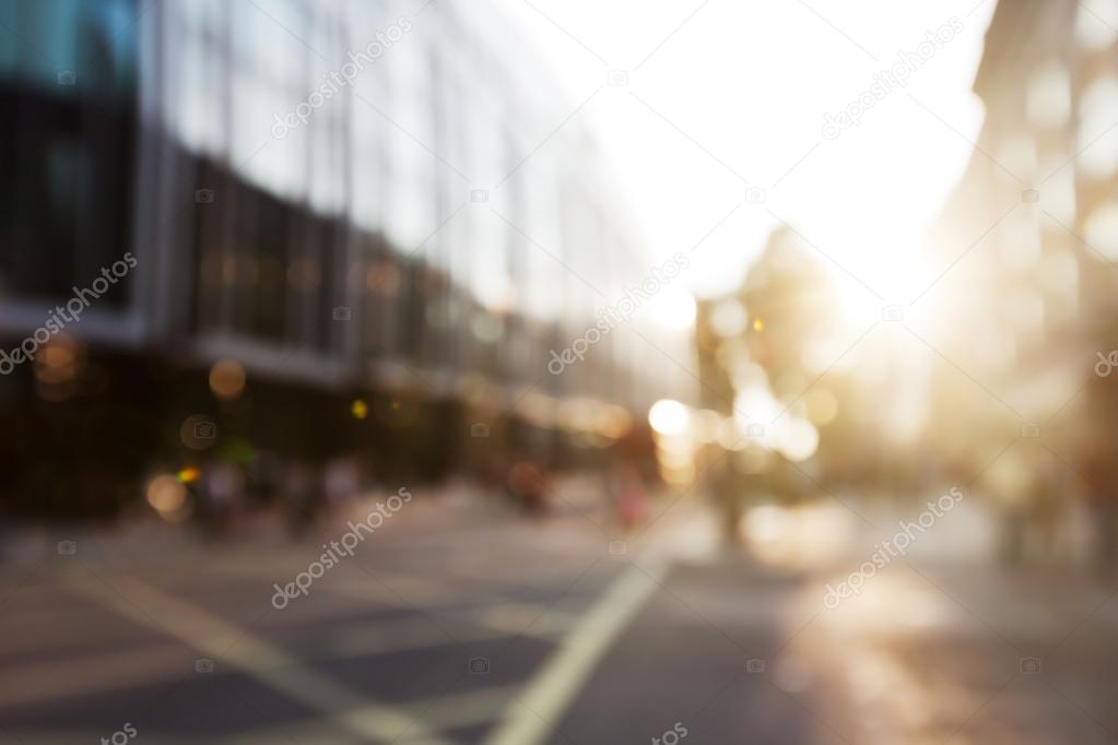 People in bokeh, street of London