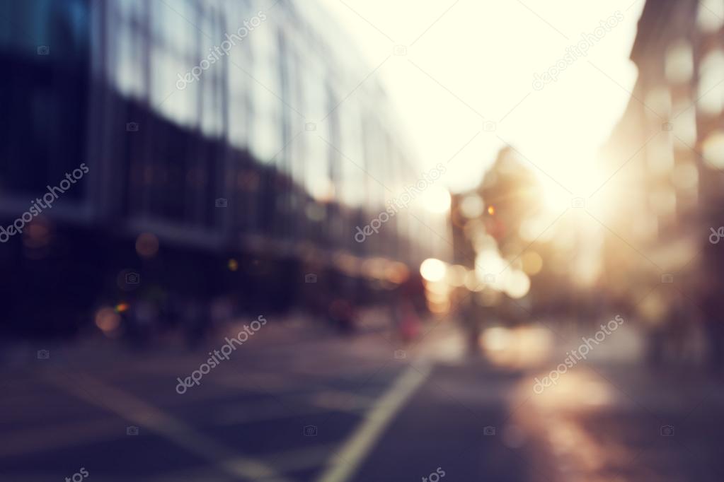 People in bokeh, street of London