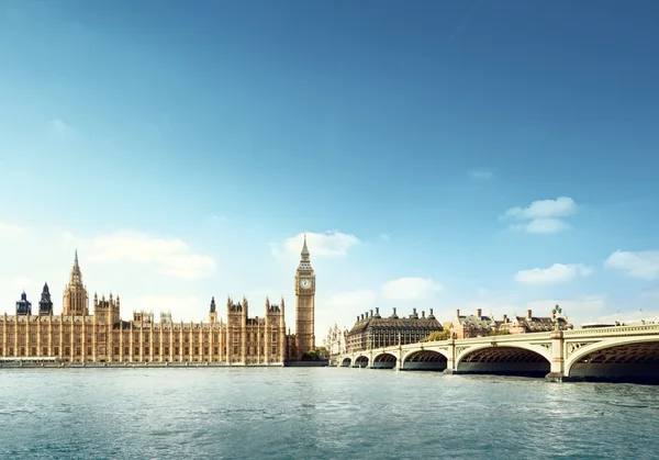 A napos, london Big ben — Stock Fotó