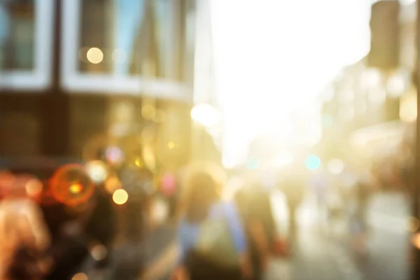 Lidé v Bokeh, ulice Londýna — Stock fotografie