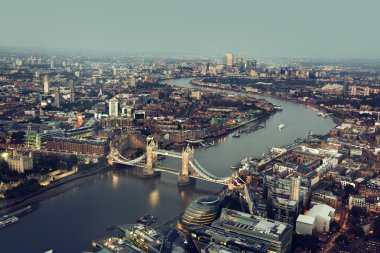 Tower Bridge, İngiltere ile Londra hava görüntüsü