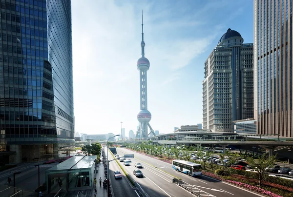 Road in shanghai lujiazui financial center — Stock Photo, Image