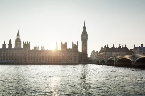 Big ben és a westminster, a naplemente, london, Egyesült Királyság — Stock Fotó