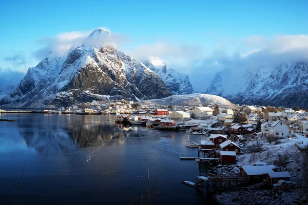 Snow in Reine Village, Lofoten Islands, Norway — Stock Photo, Image