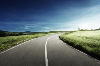 asfalt yol Toskana, İtalya
