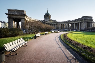 Kazan Katedrali günbatımı zamanında, St. Petersburg, Rusya Federasyonu