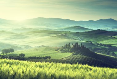Tuscany, İtalya 'da bahar sabahı