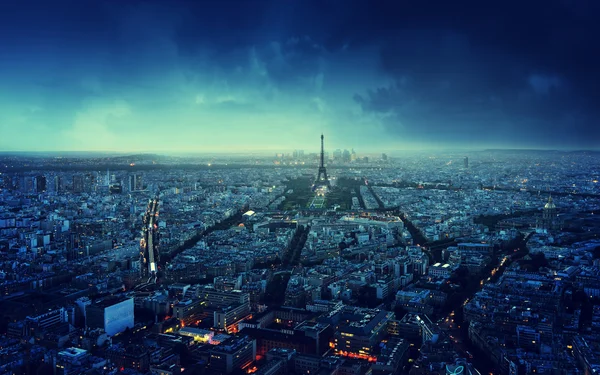 Pařížské Panorama při západu slunce, Francie — Stock fotografie