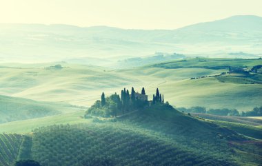 Tuscany, İtalya 'da bahar sabahı