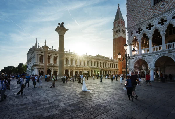 San Marco, a napnyugta időpontja, Velence, Olaszország — Stock Fotó