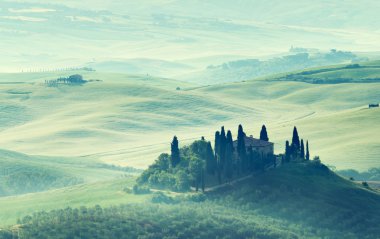 Tuscany, İtalya 'da bahar sabahı