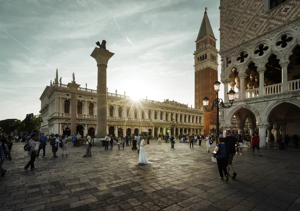 San Marco, a napnyugta időpontja, Velence, Olaszország — Stock Fotó